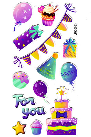 Sticker Kabartmalı Stiker Defter Planlayıcı Etiket (Lrk005)-17x9 cm- Parti Pasta