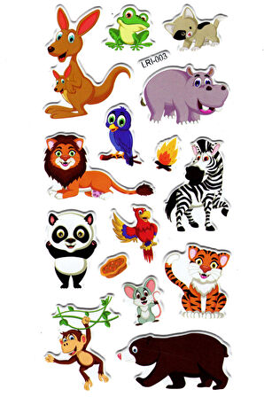 Sticker Kabartmalı Stiker Defter Planlayıcı Etiket (LRI003)-17x9 cm- Sevimli Hayvanlar