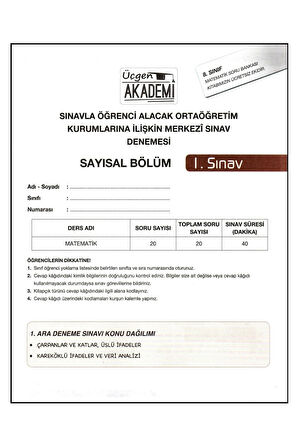 8. Sınıf Matematik Konu Fasikülleri+ Matematik Yeni Seri Soru Bankası