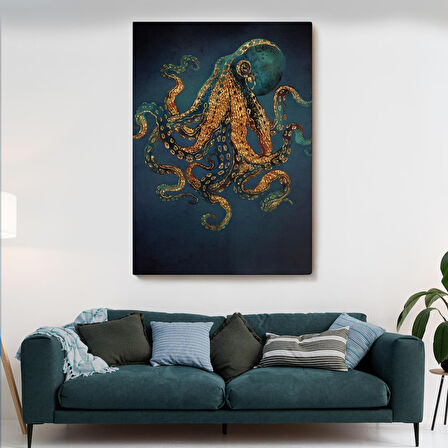 Ahtapot Duvar Sanatı, Hayvan Posteri Kanvas Tablo-5207