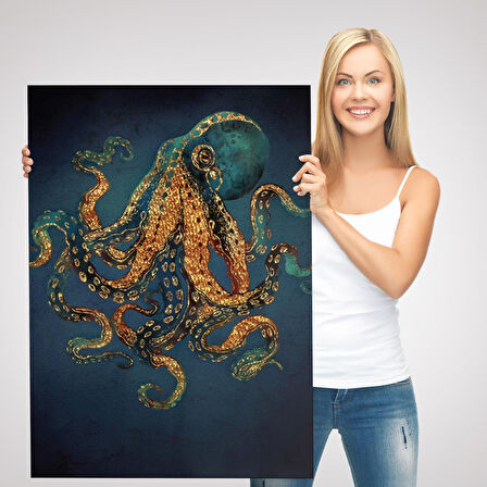 Ahtapot Duvar Sanatı, Hayvan Posteri Kanvas Tablo-5207