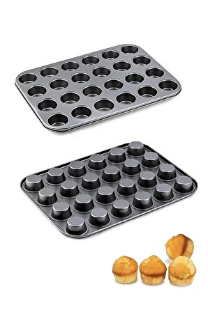 Muffin Kalıbı 24'lü Fırın Mini Kek Browni Kekstra Kurabiye Kalıbı Cakecub Kapsülü Muffin Baking Pan