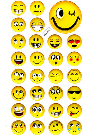 Sticker Kabartmalı Stiker Defter Planlayıcı Etiket (HQ005)-18x10 cm- Komik Emoji