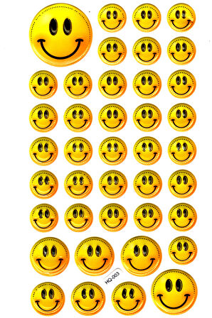Sticker Kabartmalı Stiker Defter Planlayıcı Etiket (HQ003)-17x9 cm- Sarı Emoji