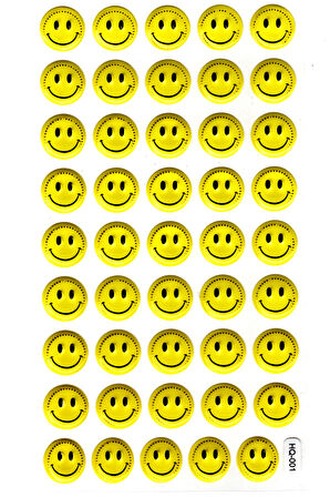 Sticker Kabartmalı Stiker Defter Planlayıcı Etiket (HQ001)-17x9 cm- Gülen Emoji