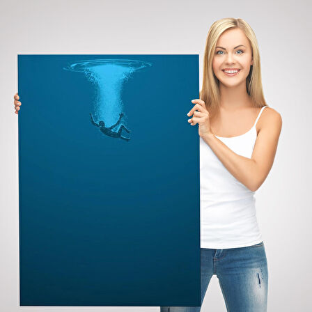 Denize Düşen Çocuk Kanvas Tablo, "Herkes yüzerken boğulmak gibidir."-5208