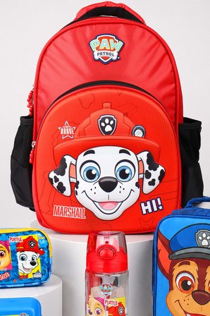 x Dekomus Lisanslı Paw Patrol Marshall 40 Cm Büyük Boy Okul,Termoslu Beslenme ve Kalem Çantası,Beslenme Kabı,Matara Seti