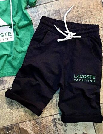 MODAVALS KIZ & ERKEK ÇOCUK ŞORTLU YELKEN BASKILI YEŞİL&SİYAH ALT ÜST TAKIM 520964873