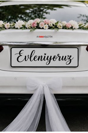 Gelin Arabası Plaka Yazısı ,Evleniyoruz Plakalık Yazısı , Beyaz Üzeri Siyah Yazı 