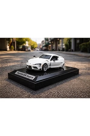 Toyota GR Supra Diecast Model Araba Beyaz 1:26 Ölçek Özel Standlı Toyota Supra Model