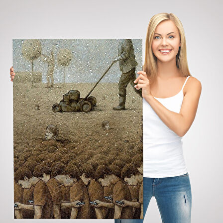 Gerçeküstü Fikir Sanatı Kanvas Tablo, Başını Kaldırırsan Ölürsün-5211