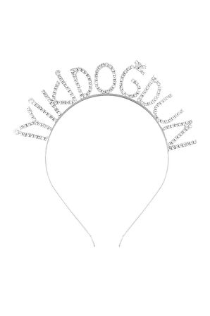 Metal Taç Taşlı İyi Ki Doğdun Yazılı Gümüş