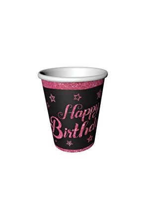 Pink Stars Temalı Karton Bardak 8'li(8 oz)