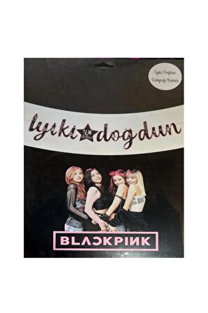 Karakterli Kaligrafi Banner İyiki Doğdun Black Pink
