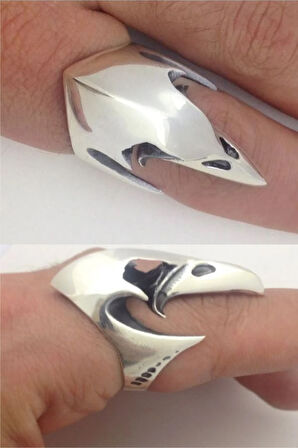 Erkek Gümüş Yüzük - Kuzgun Kafası 925 Ayar Gümüş Erkek Yüzük