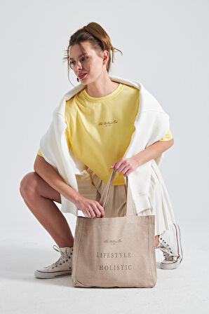 The Wellness Era Baskılı %100 Pamuk Oversize Kadın Tişört