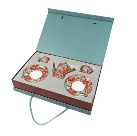 Mikasa Moor Garden Kırmızı 2li Duble Kahve Seti ve Demlik 200CC  P362.378851