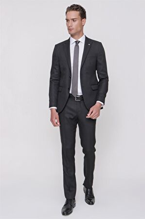  Siyah Torino Slim Fit Dar Kesim Jakarlı Desenli 6 Drop Takım Elbise