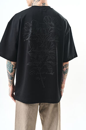Erkek Just Hold Nakışlı Oversize T-Shirt Siyah