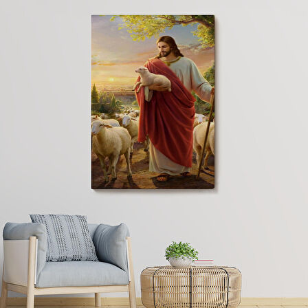 İsa Kuzu ile İsa Mesih Kayıp Kuzu Kanvas Tablo, Kilise Duvar Sanatı Süslemeleri-5218