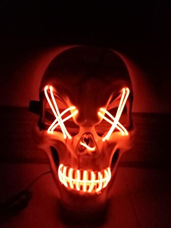 CADILAR BAYRAMI HALLOWEEN İSKELET TURUNCU IŞIKLI MASKE 27CMX17CM