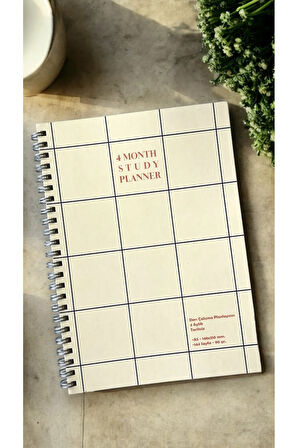 4 Aylık Tarihsiz Spiralli Ders Çalışma Planlayıcısı, A5 Boyutunda (Bej Kapak)