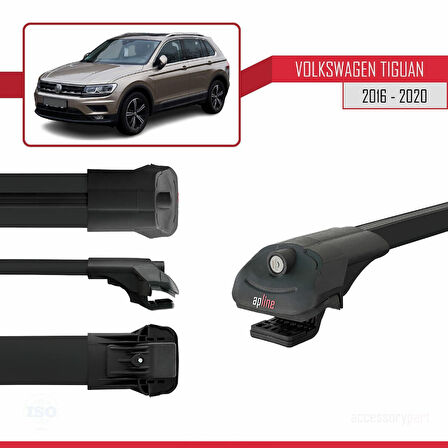 Volkswagen Tiguan 2 (AD1) Pre-Facelift 2016-2020 Arası ile Uyumlu ACE-1 Ara Atkı Tavan Barı Siyah 2 Adet