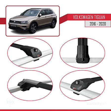 Volkswagen Tiguan 2 (AD1) Pre-Facelift 2016-2020 Arası ile Uyumlu ACE-1 Ara Atkı Tavan Barı Siyah 2 Adet