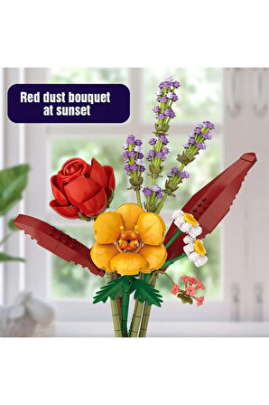 Dekoratif Ve Koleksiyonluk Çiçek Buketi Yapım Seti Legosu 574 Parça Kırmızı Gül