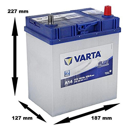 Varta Akü 12V 40 Amper Blue Dynamic 330A A14