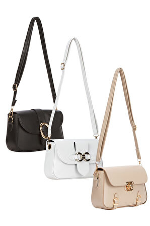 Kadın 3'lü Çanta Paketi Çapraz Askılı Omuz Çantası Üç Adet