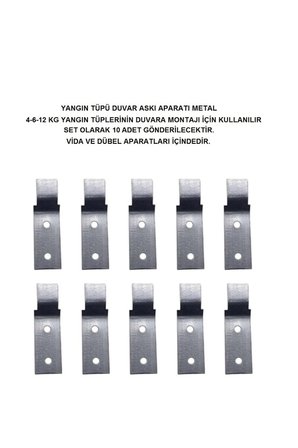 Yangın Tüpü Metal Askı Aparatı Metal 10'lu Set Vida Dübel Dahil Ofis Uyumlu