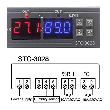 Stc-3028 Dijital Sıcaklık ve Nem Kontrol Termometresi 220v Rc-10065