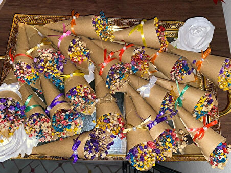 20 Adet Renkli Mini Çiçek Buketi