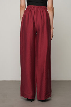 Kadın Düz Renk Beli Lastikli Bol Paça Pantolon