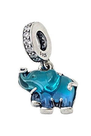 Okyanus Mavi Fil Charm | 925 Ayar Gümüş