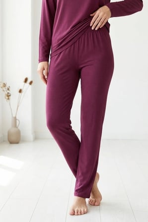 Kadın Dantelli Bambu Viskon Uzun Kollu Mevsimlik Soft Örme Yumuşak Pijama Takımı