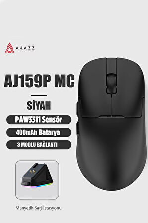 AJ159P MC 3 Modlu 1000Hz 1200 DPI Manyetik Şarj İstasyonlu PAW 3311 Optik Sensör Gaming Mouse