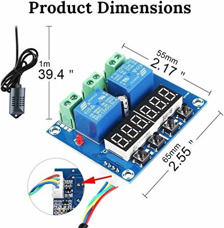 XH-M452 / ZFX-452 Termostat Sıcaklık ve Nem Denetleyici Modülü (Çift LED Dijital Ekran)