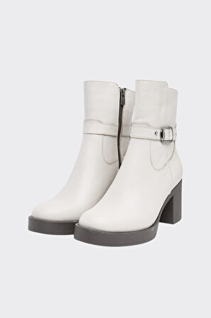 Hakiki Deri Kalın Topuk Kadın Bot