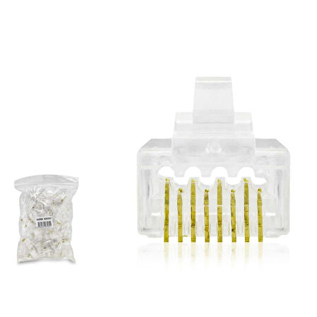 Cat6 Konnektör Ez Rj45 Delikli 100Lü Paket Şeffaf HDX5063 (944944)