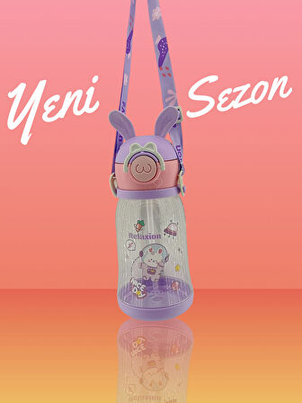 Relaxion, Kulaklı, Boyun Askılıklı, İthal Lüx Mor Matara/Suluk 600 Ml (444)