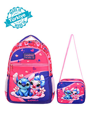 Waddell Pembe Stich Desenli İlkokul Çantası Beslenme Çantalı 25204