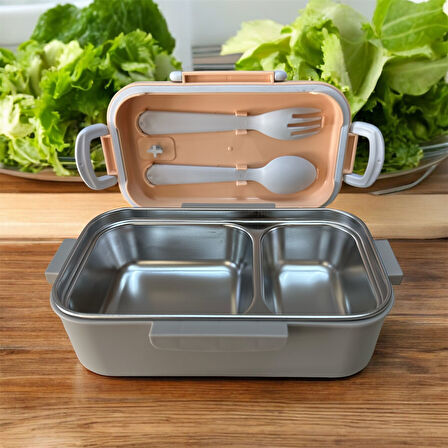 Fixpoint Paslanmaz Çelik Yemek Saklama ve Taşıma Kabı  Bej 450 ml P4865