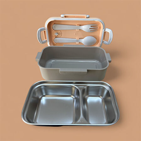 Fixpoint Paslanmaz Çelik Yemek Saklama ve Taşıma Kabı  Bej 450 ml P4865