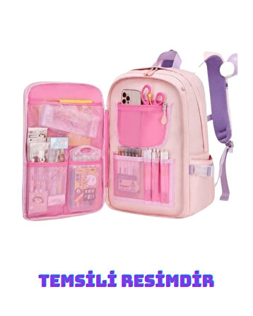 Relaxion 1450 Lila İthal Kore Tarzı Unisex İlkokul Çocuk  Sırt Çantası