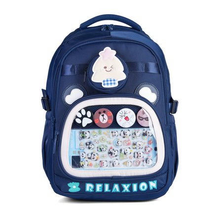 Relaxion Rlx-1815 3'lü Set Çocuk İlkokul Çantası Kalemlikli Beslenme Çantalı Sırt Çantası LACİVERT