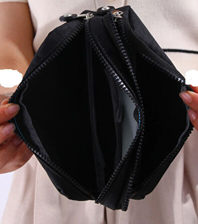 Relaxion Pembe İki Gözlü Krinkıl Kumaş Kalem Çantası Kalemlik 124