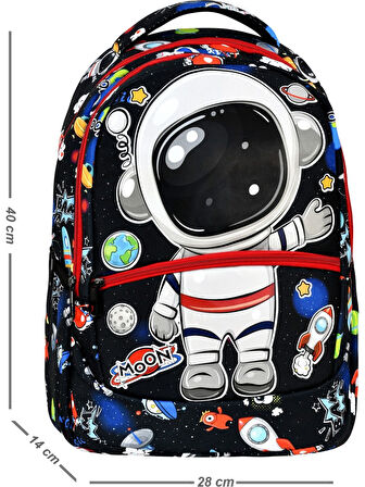 Astronot Desenli İlkokul Sırt Çantası + Beslenme Çantası (2301)