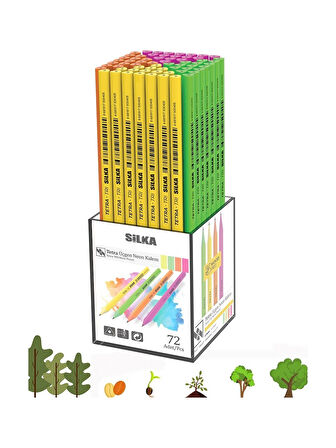 Silka Kaly Üçgen Neon Kurşun Kalem 12'li